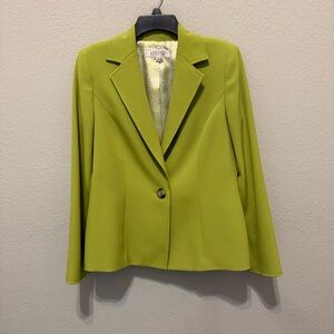 🛑SOLD Kasper Blazer Suit Jacket Lined Women’s Misses Size 8 Medium Lime Green